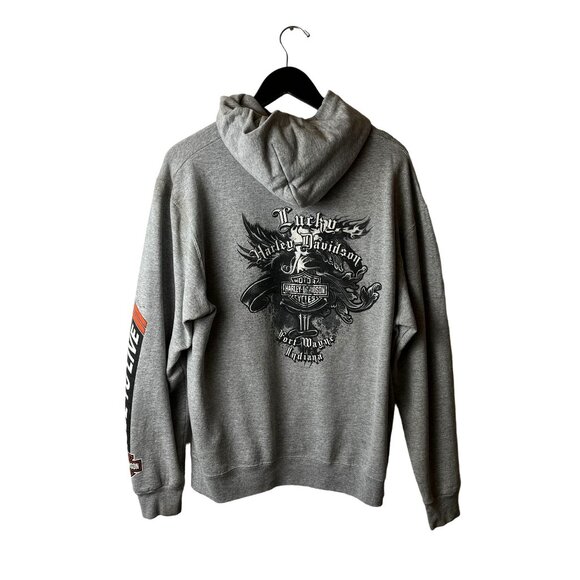 Harley Davidson Fort Wayne Indiana Hoodie Adult Gray Large Graphic - Picture 3 of 16